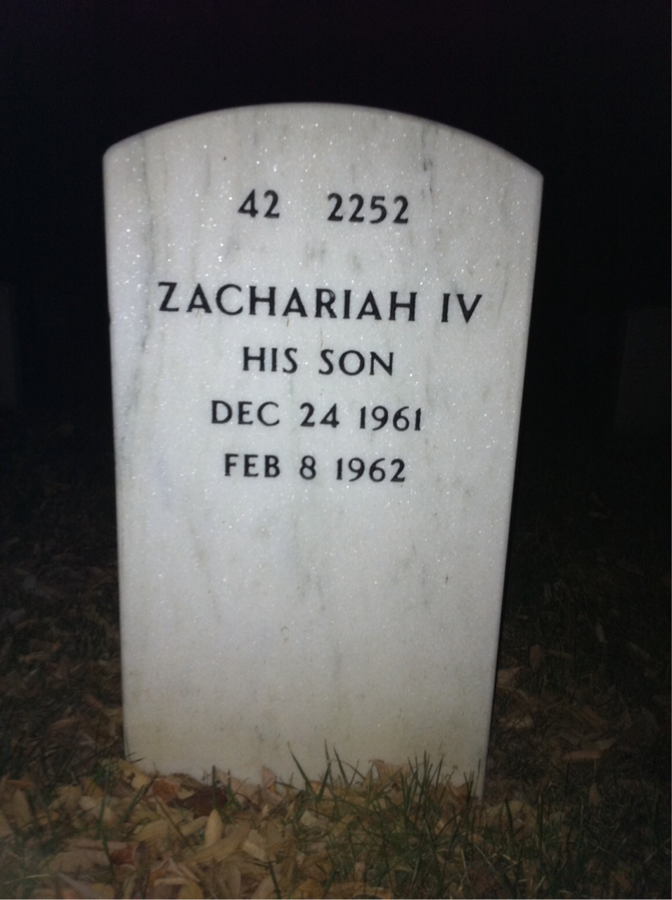 Back of headstone — Zachariah Davis
