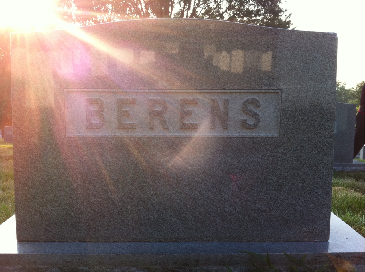 Back of headstone — Frederick Berens