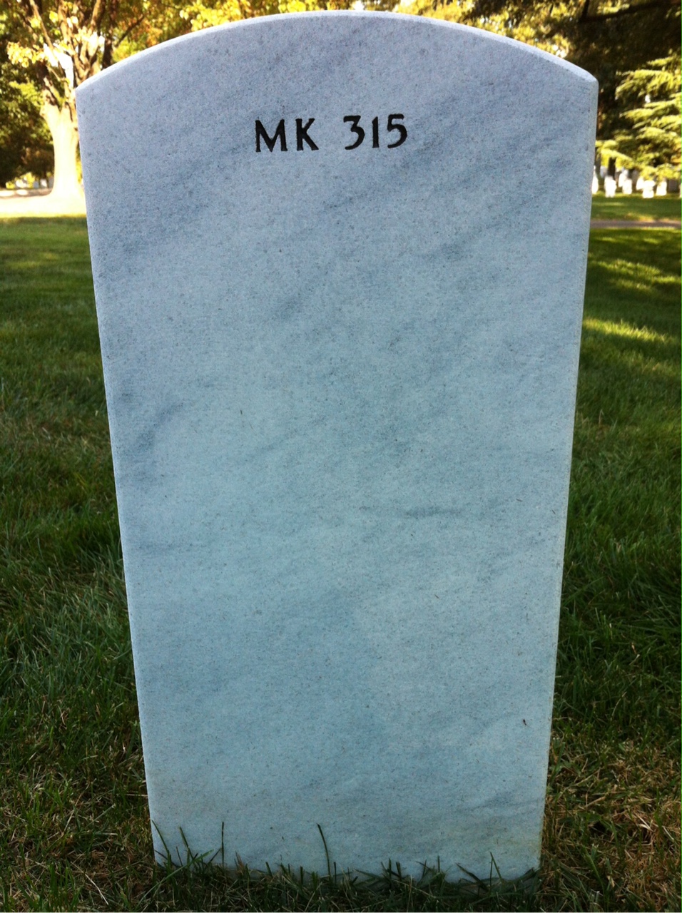 Back of headstone — William D Romeo