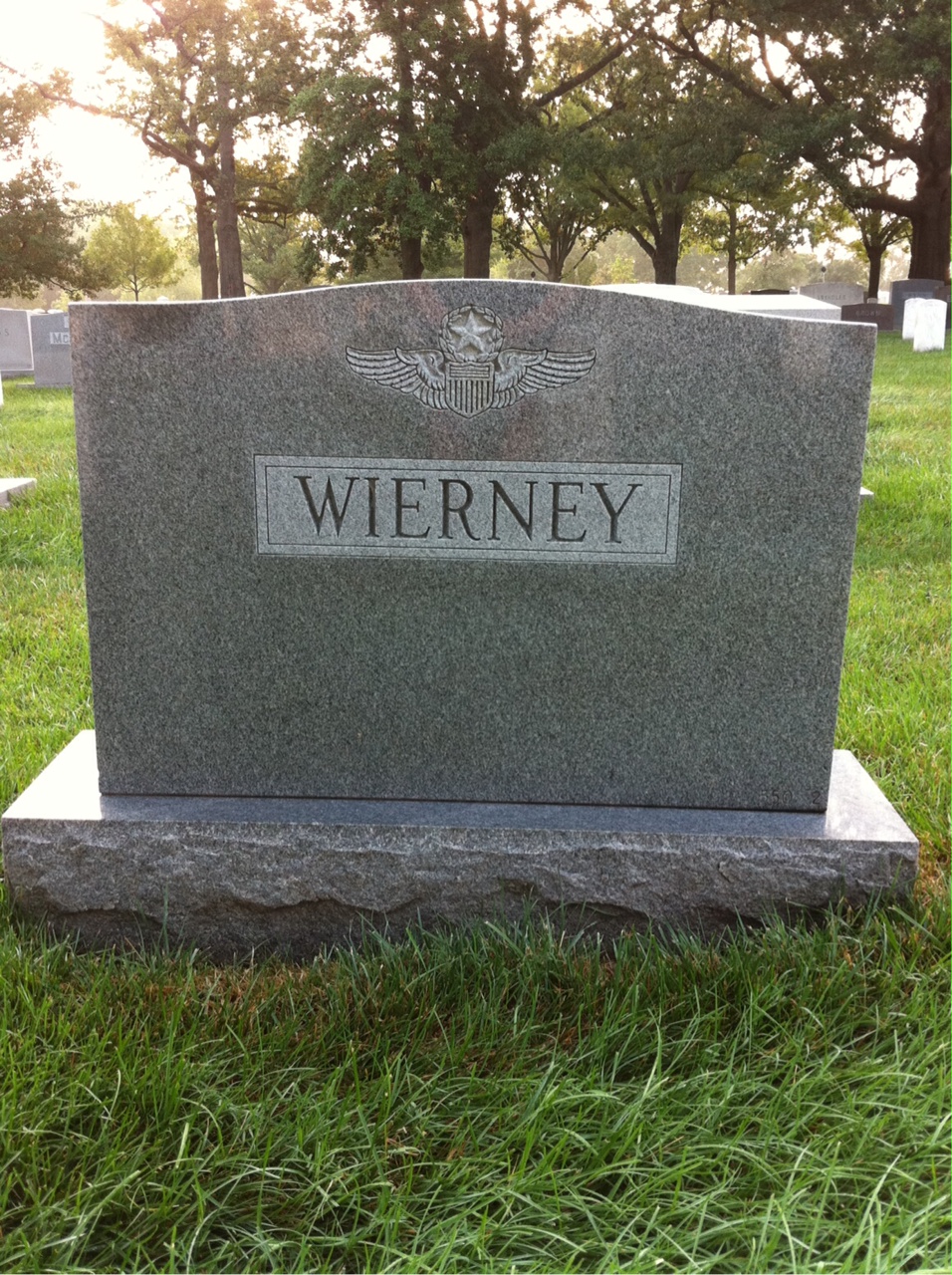 Back of headstone — Joseph Wierney
