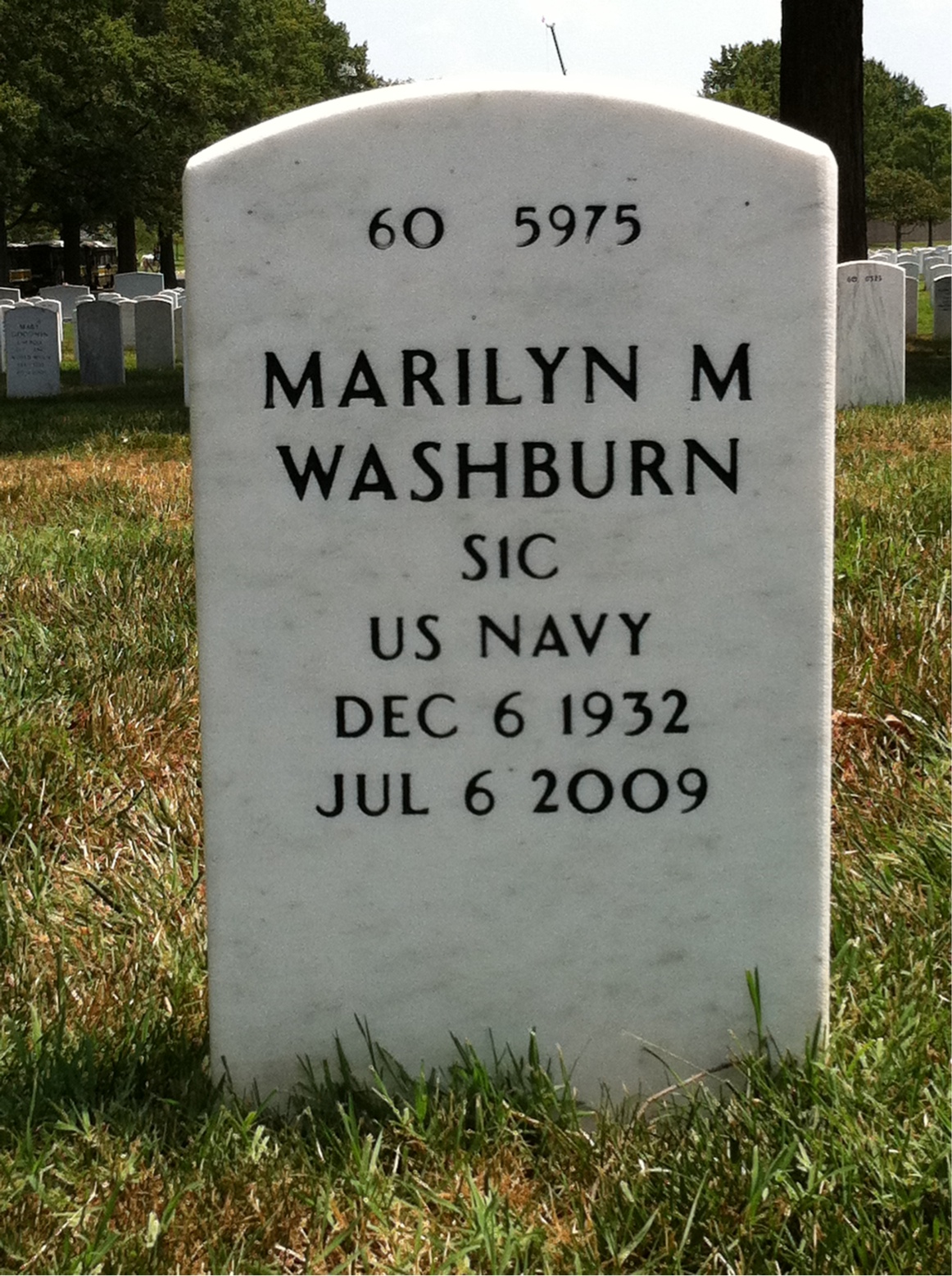 Back of headstone — Donald Washburn
