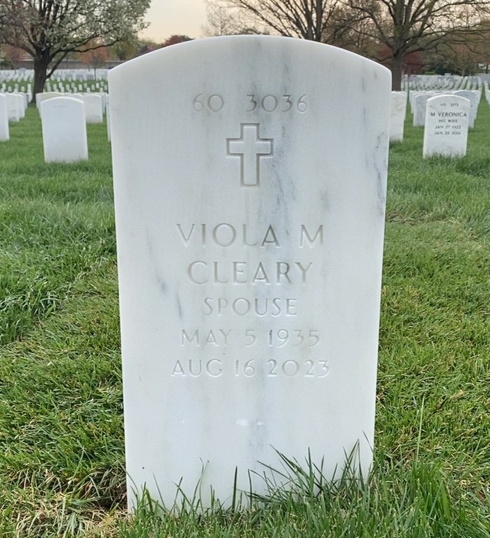 Back of headstone — Wayne Ralph Cleary