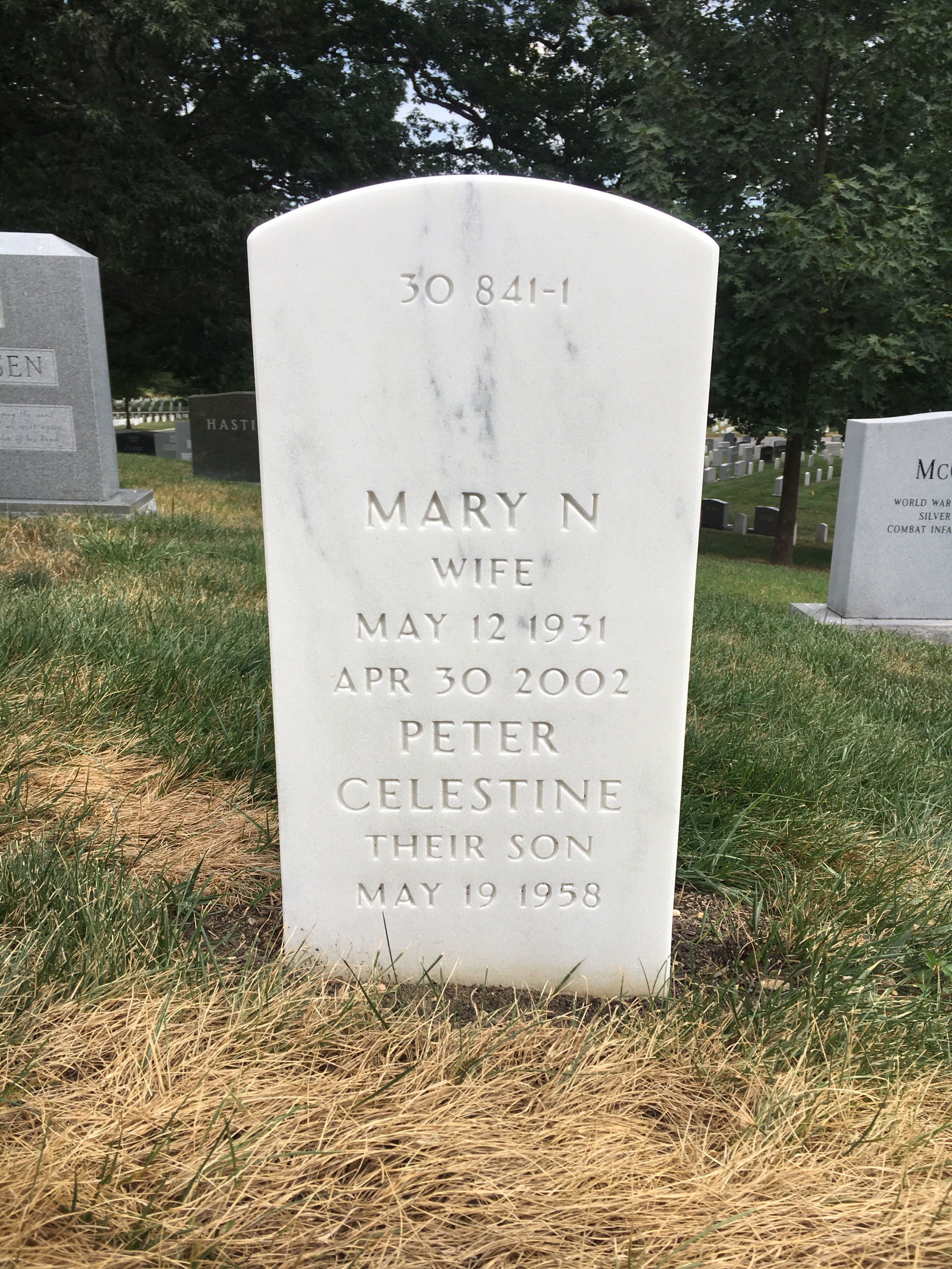 Back of headstone — Thomas Baker