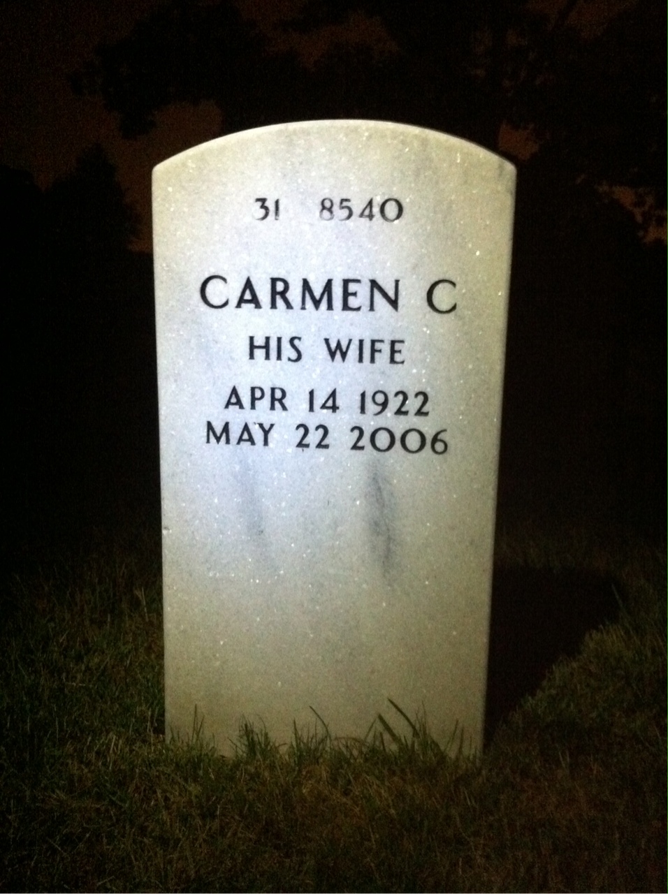 Back of headstone — Raymond Wilkinson