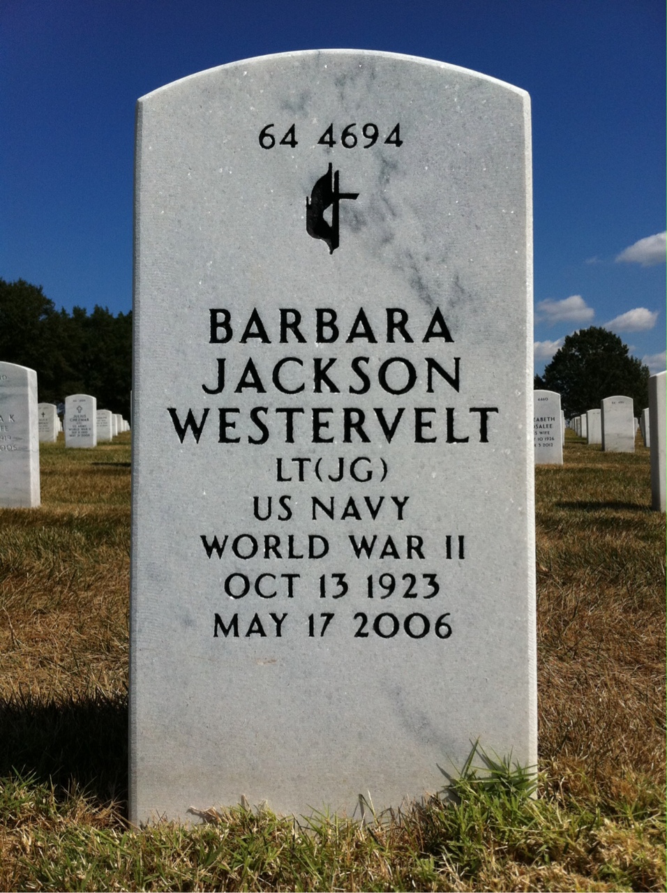 Back of headstone — Barbara Westervelt