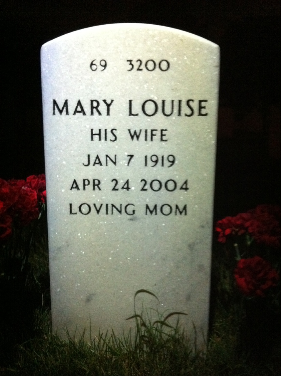 Back of headstone — Hubert Hoffman