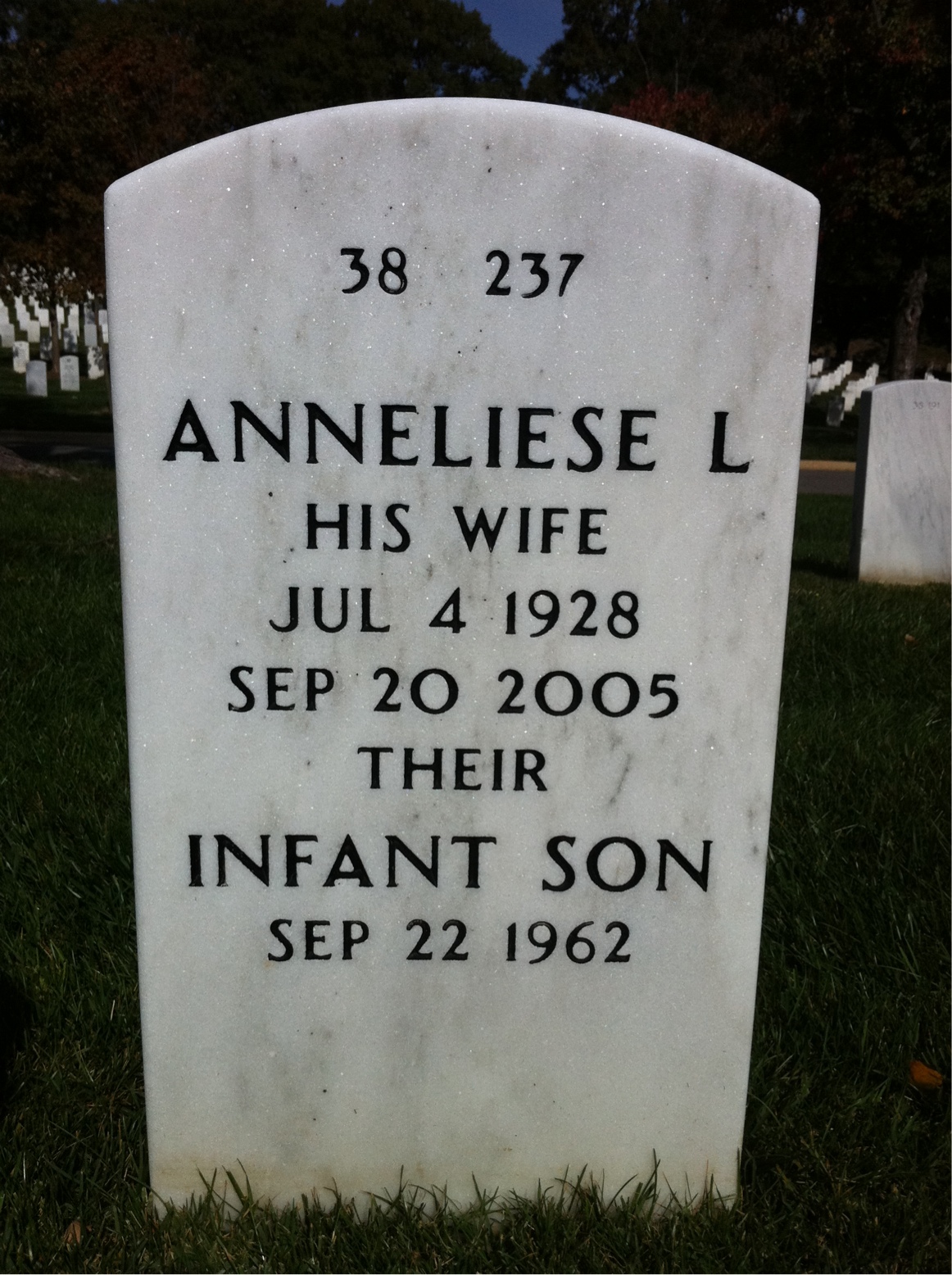Back of headstone — Frank Quinn