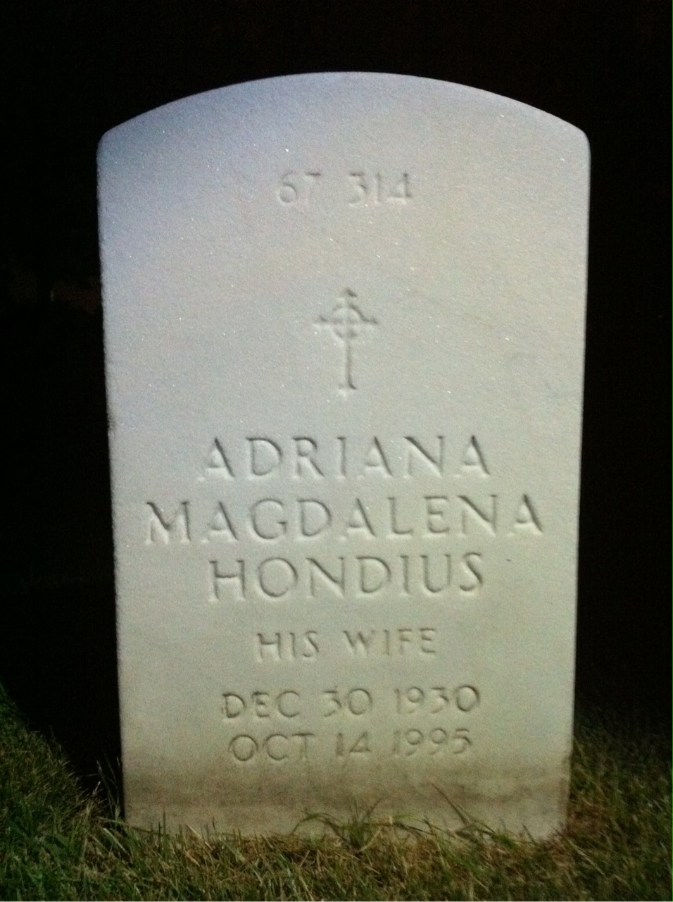 Back of headstone — Adriana Breheny