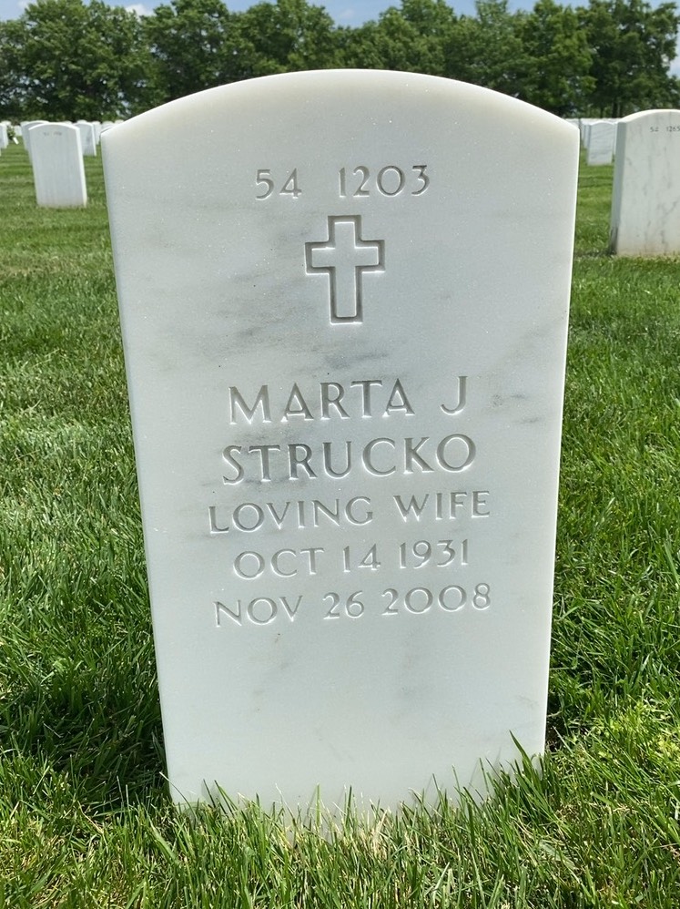 Back of headstone — Robert Strucko
