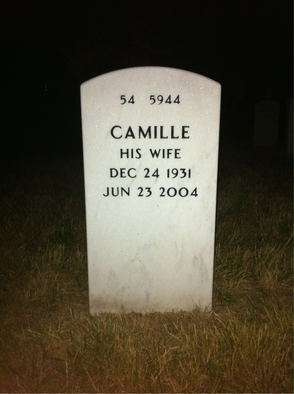 Back of headstone — Milton Mckenna