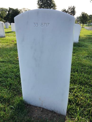 Back of headstone — Justin Mills