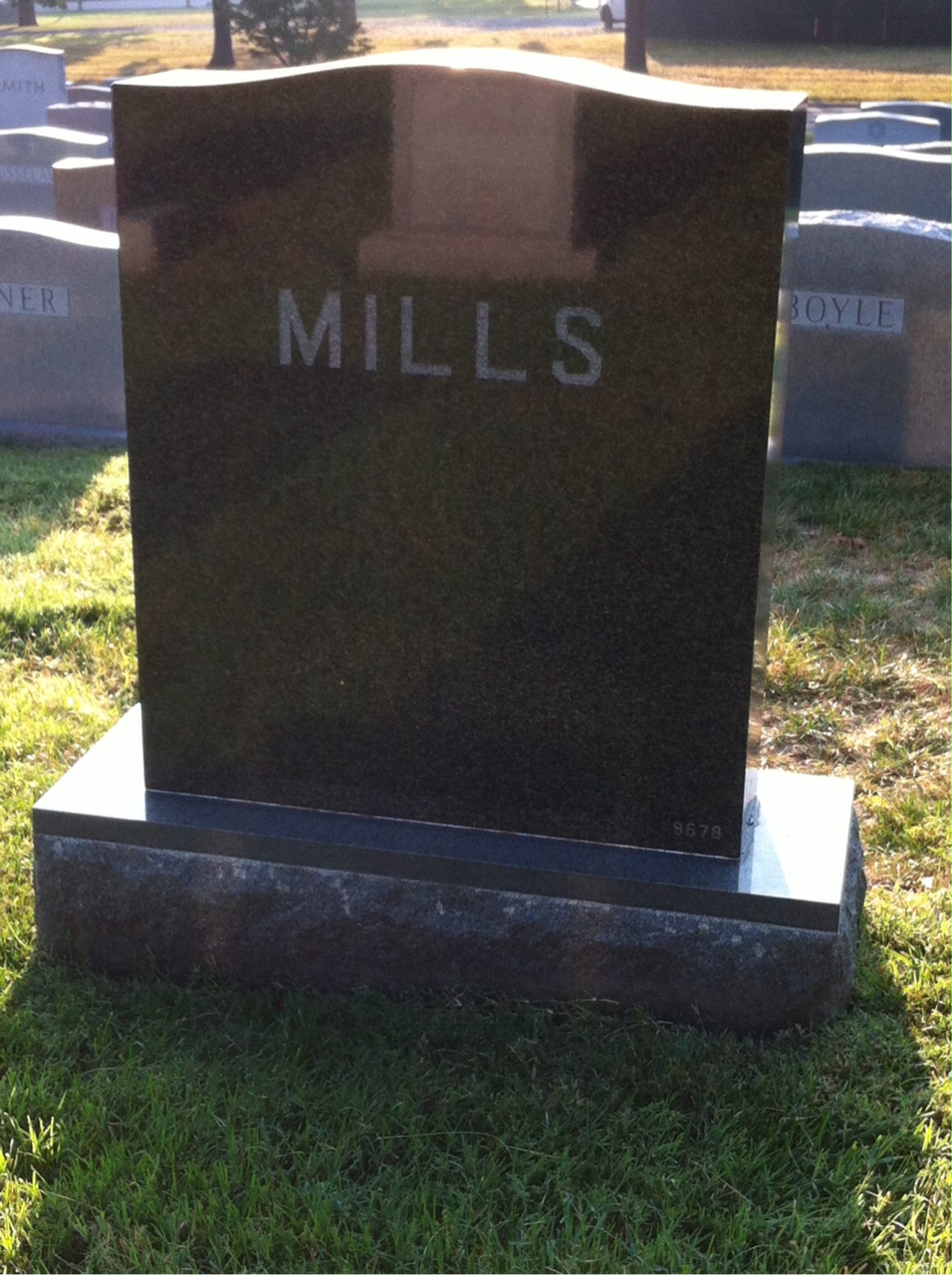 Back of headstone — Charles Mills