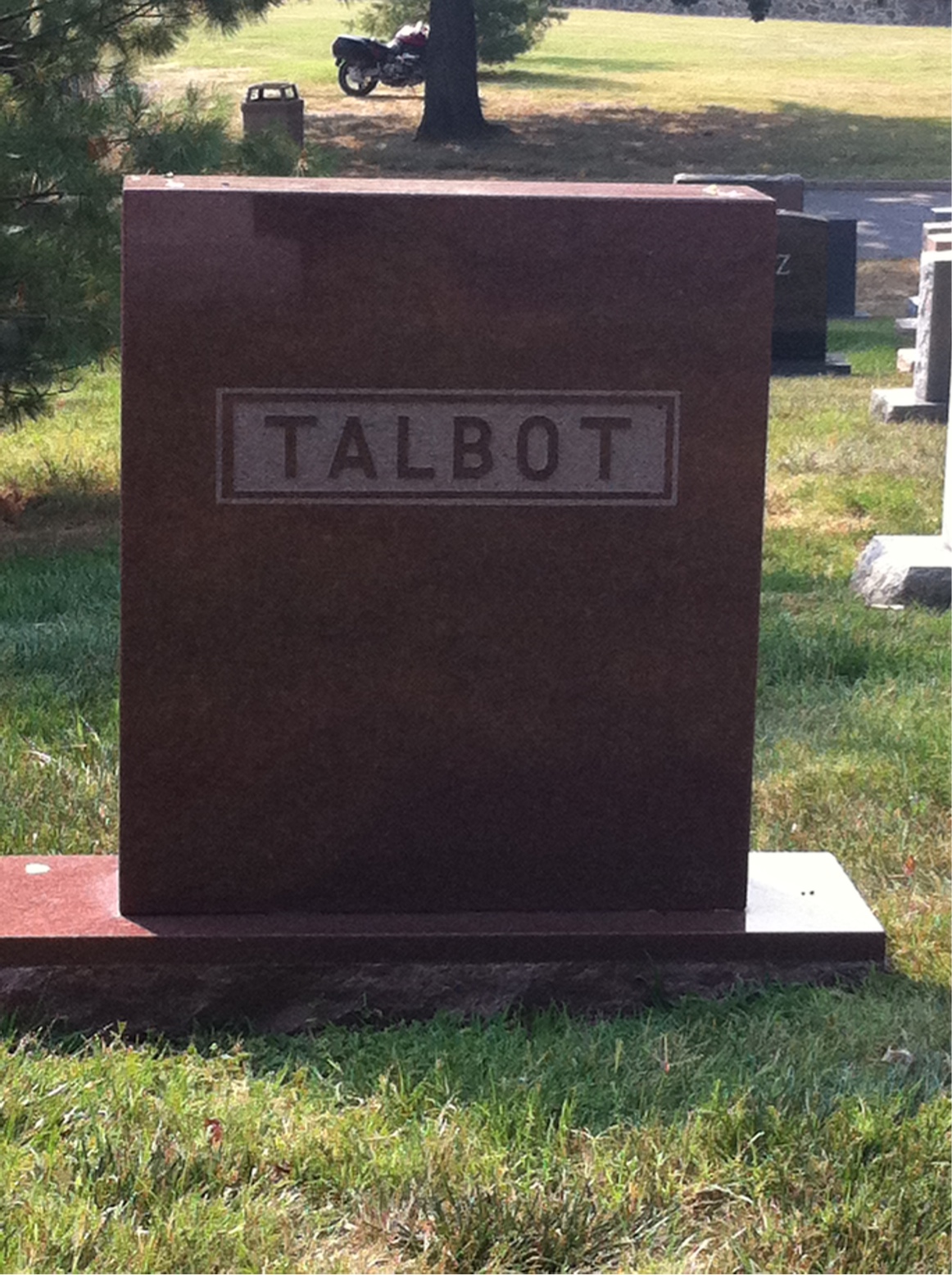 Back of headstone — Frank Talbot