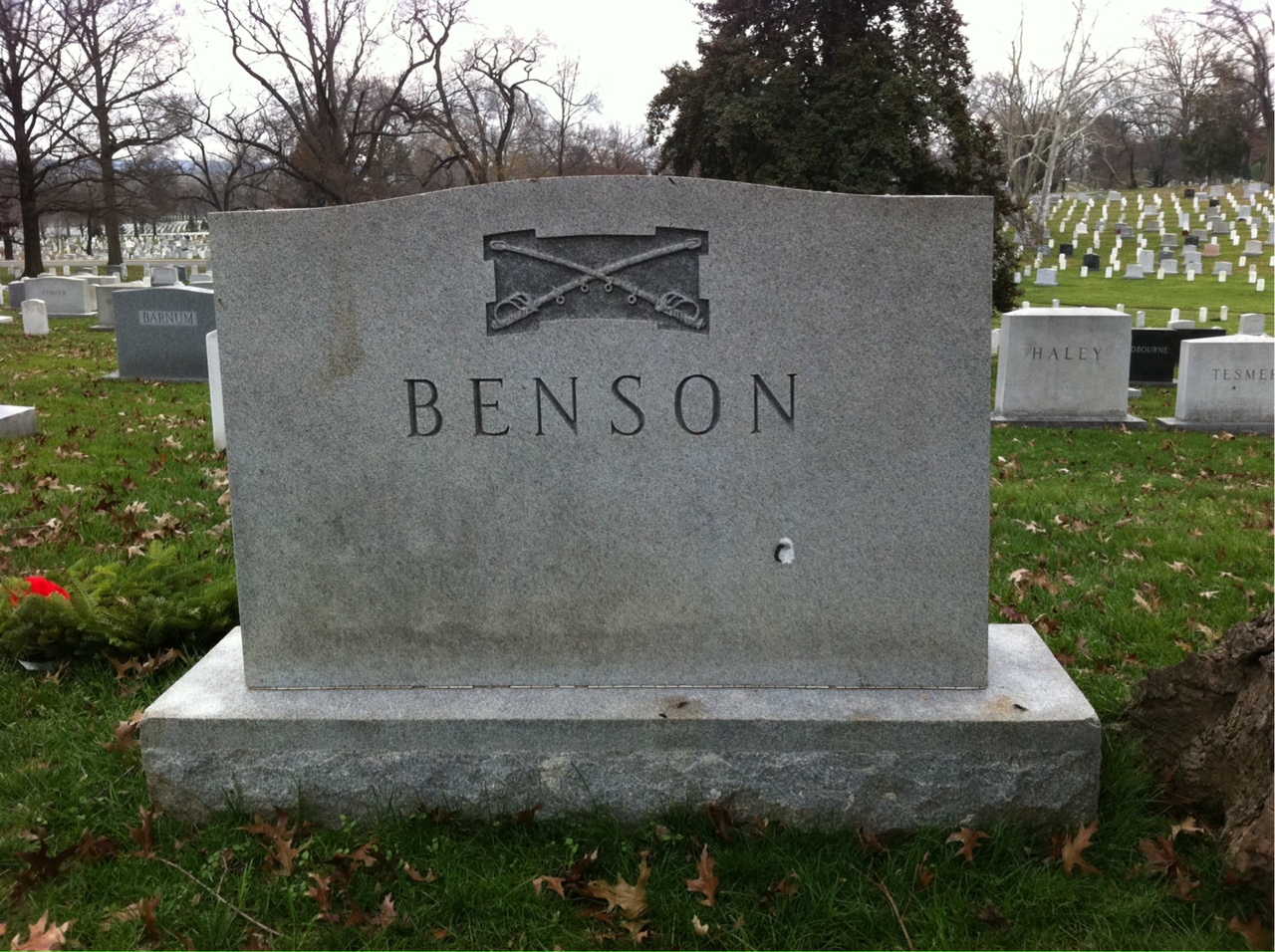Back of headstone — Clarence Benson