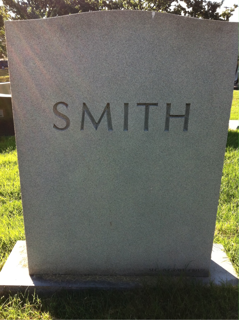 Back of headstone — James Smith