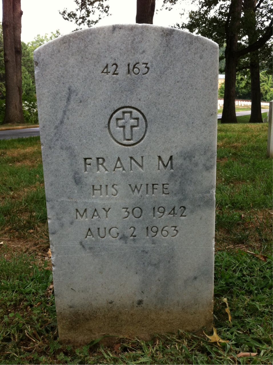 Back of headstone — Fran Mitchell