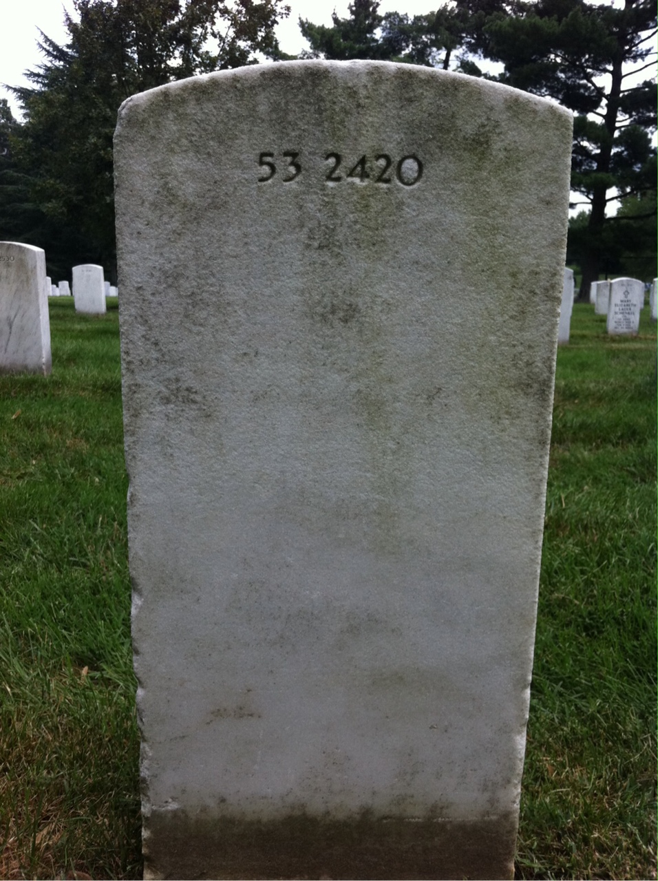 Back of headstone — William E Potts