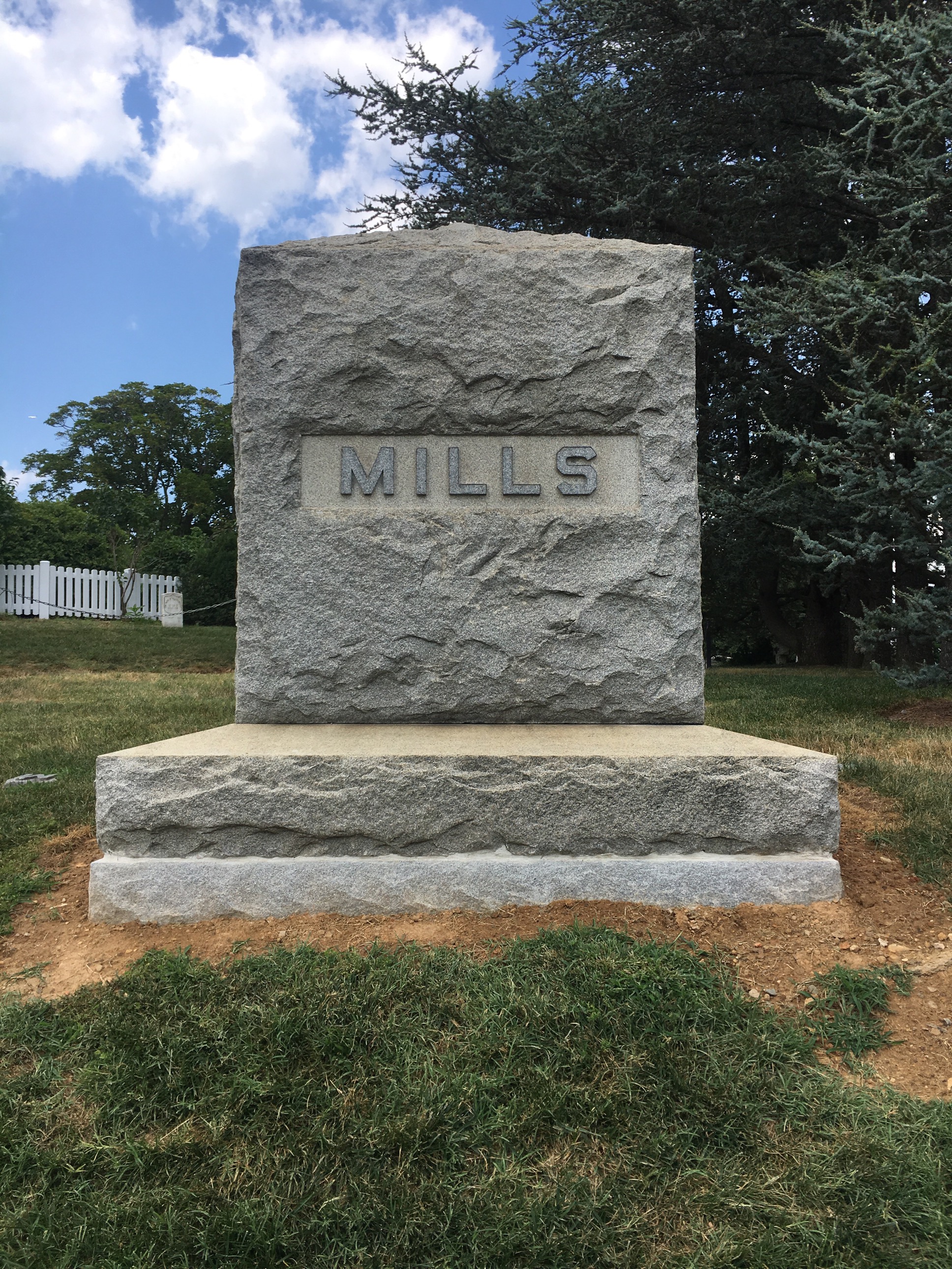 Back of headstone — Anson Mills