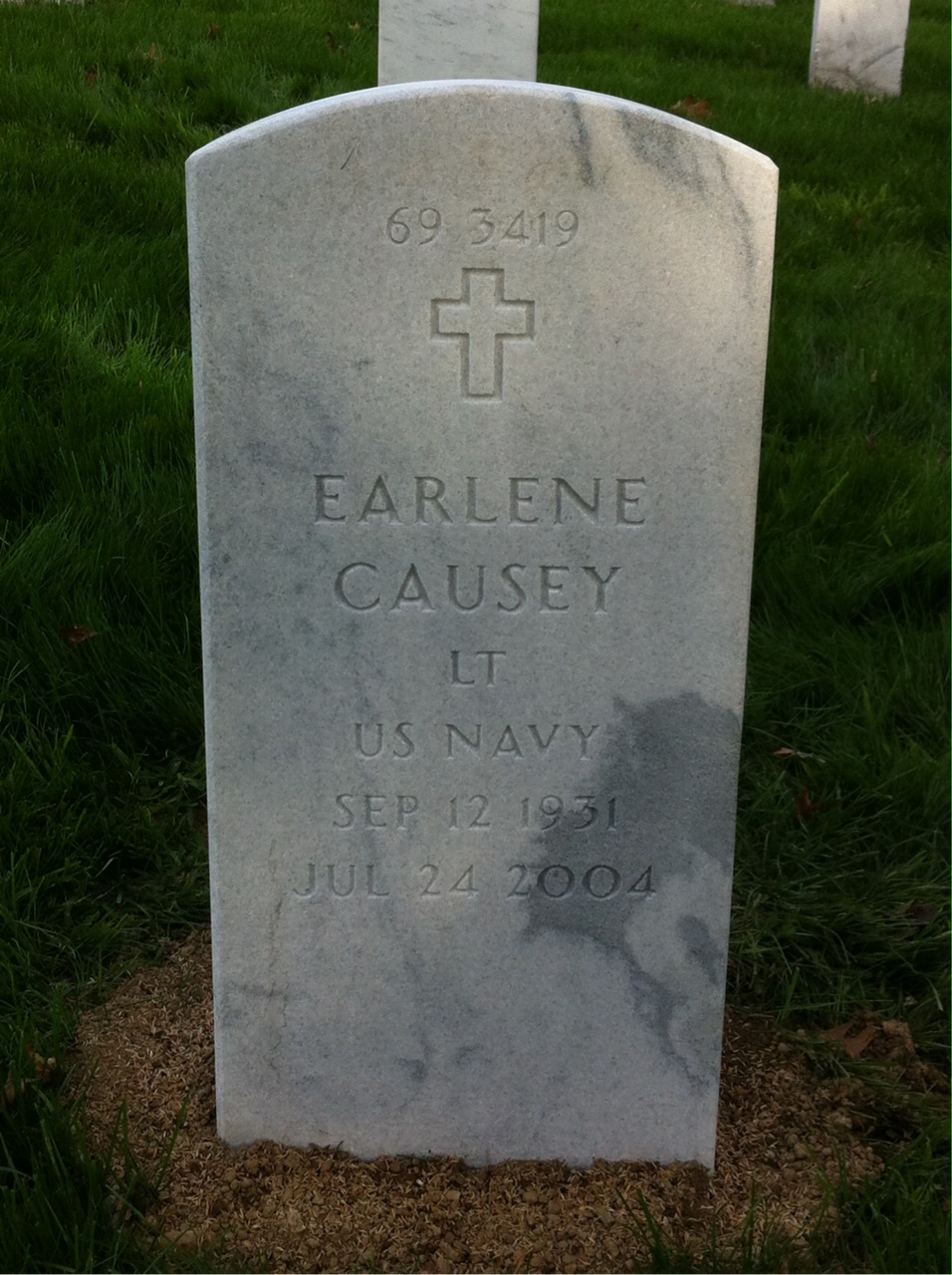 Back of headstone — Bruce Causey