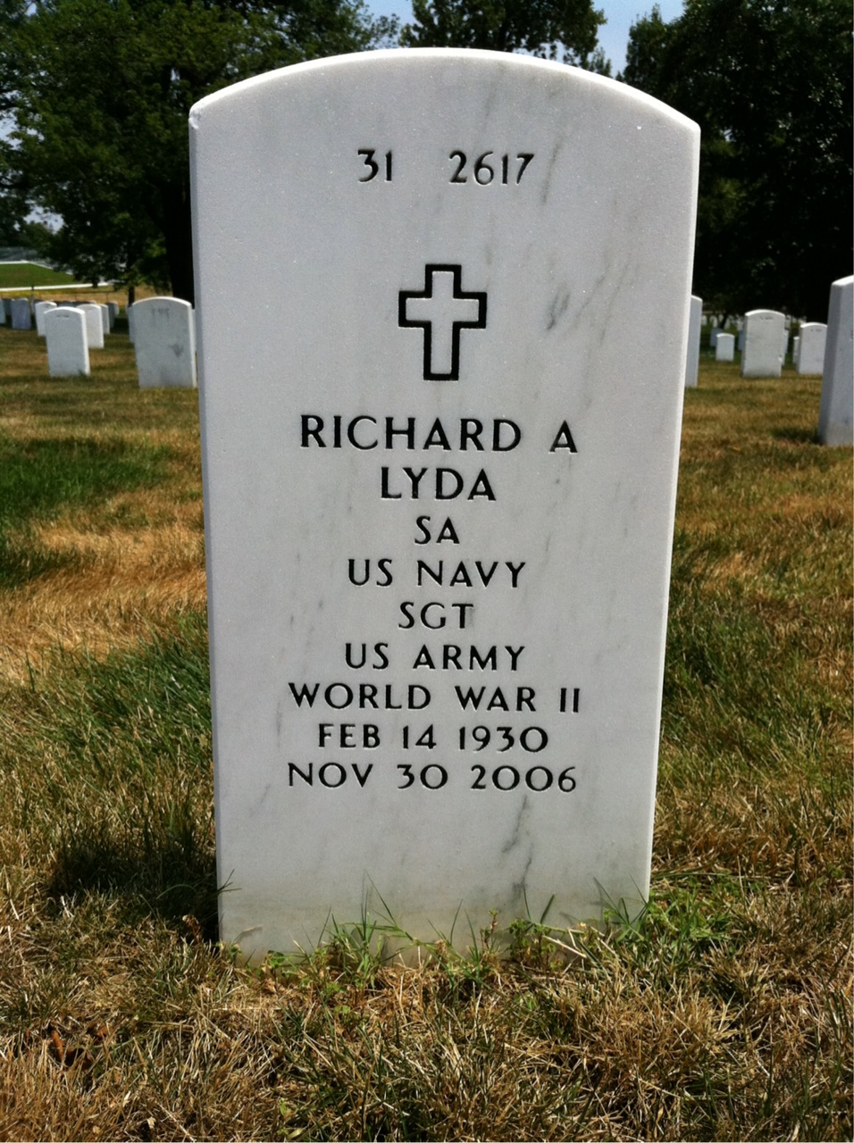 Back of headstone — Guy Lyda