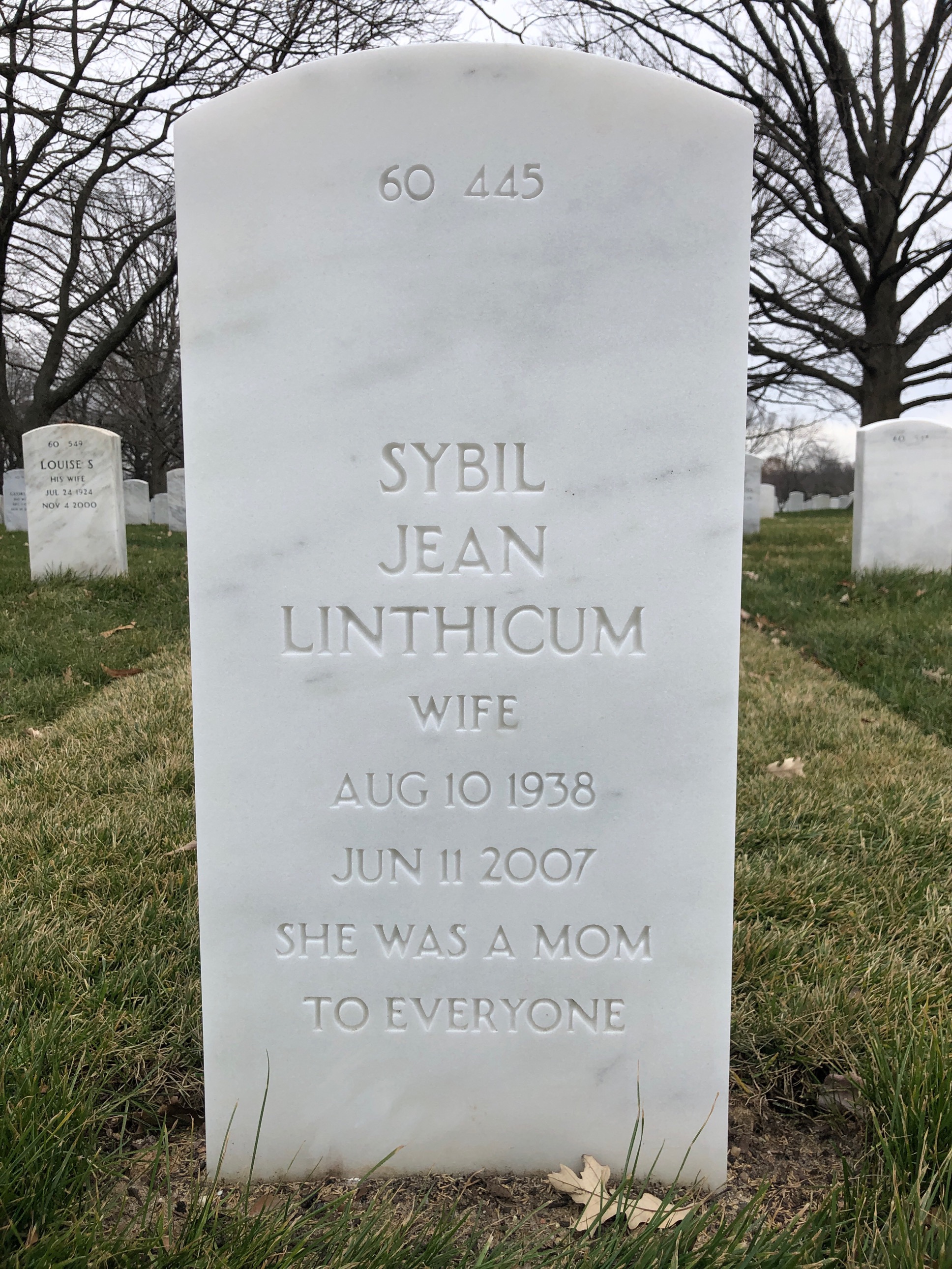 Back of headstone — Elmer Linthicum
