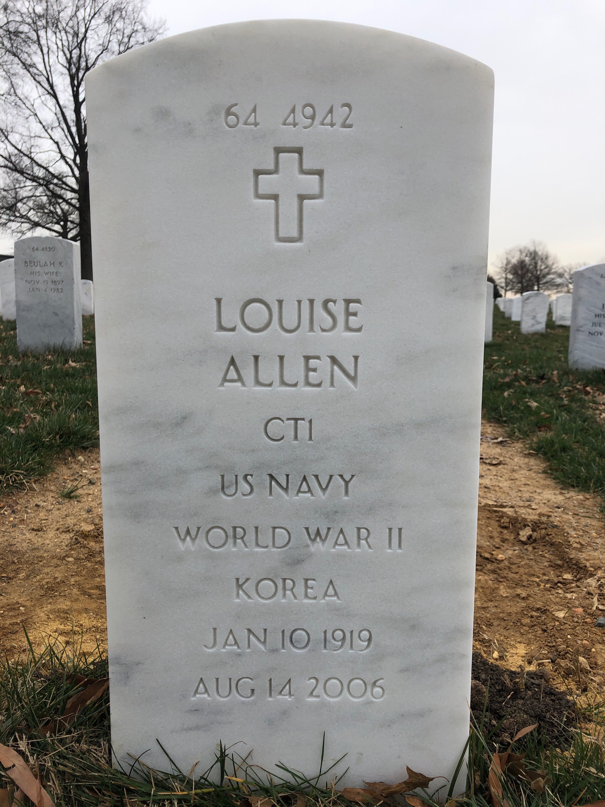 Back of headstone — George Allen