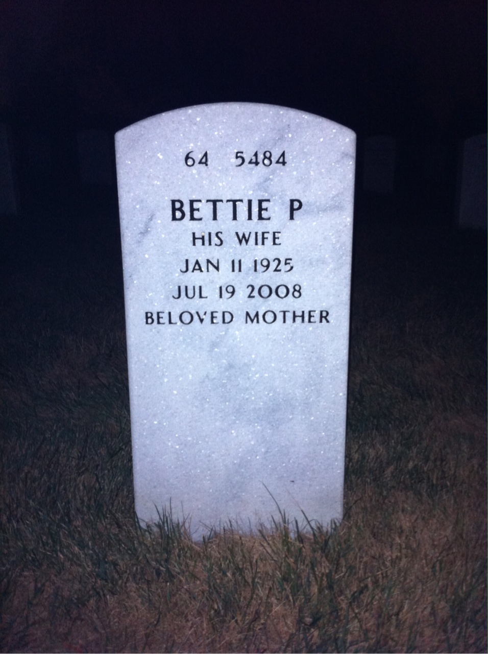 Back of headstone — Ollie Tracy
