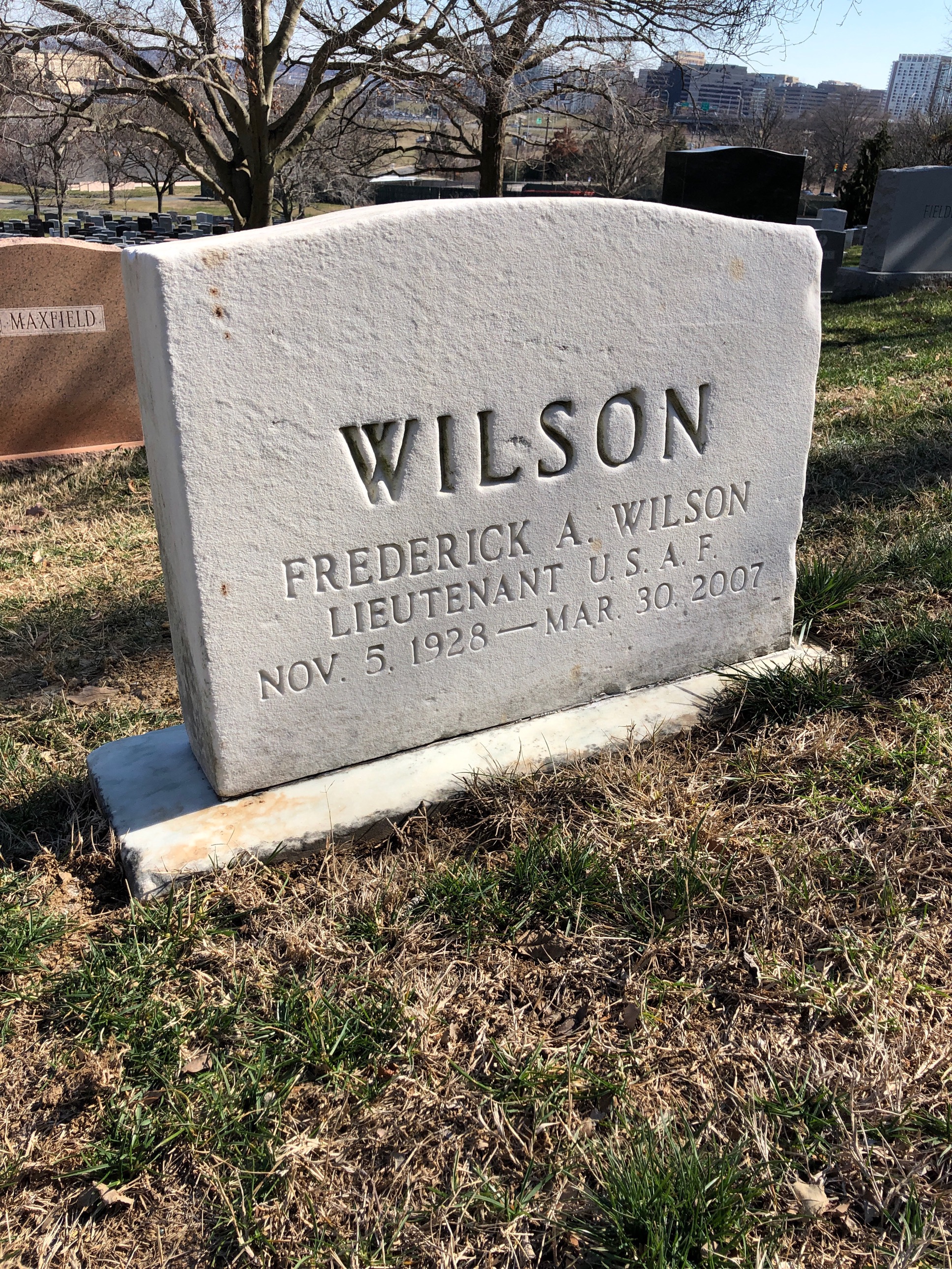 Back of headstone — Charles Wilson