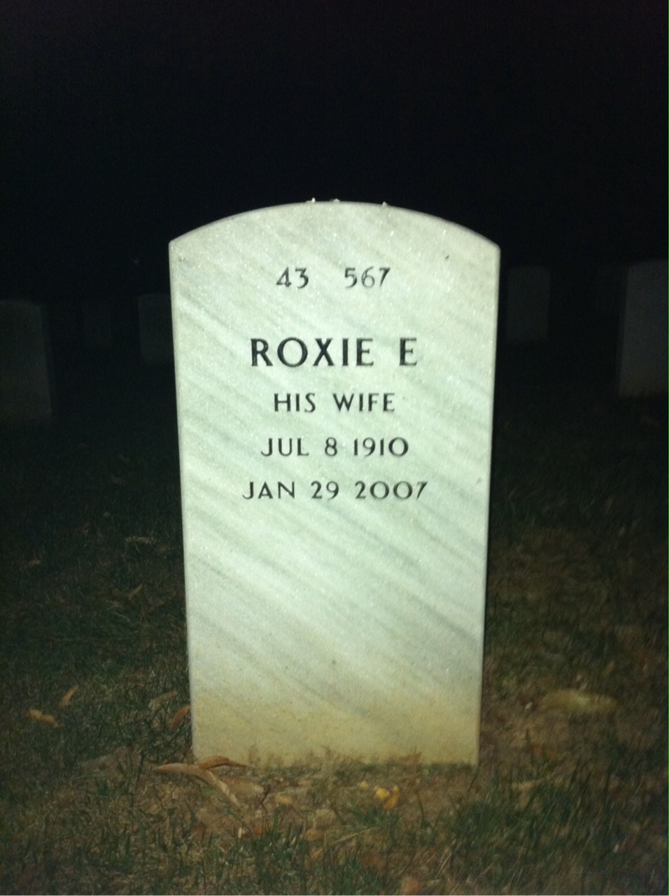 Back of headstone — Ernest Reed