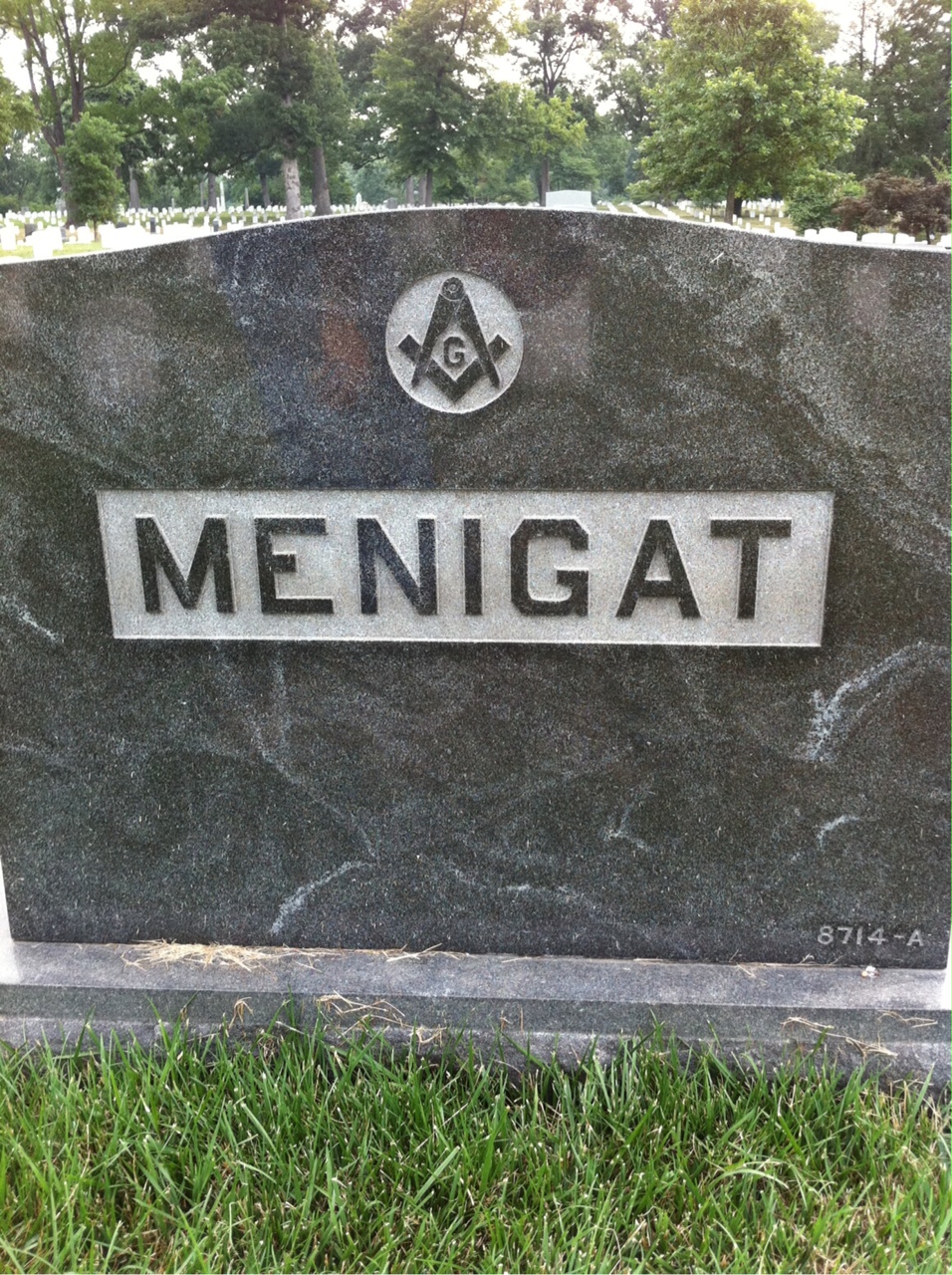 Back of headstone — Charles Menigat