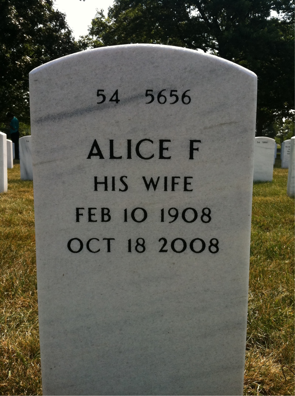 Back of headstone — Robert Dodge