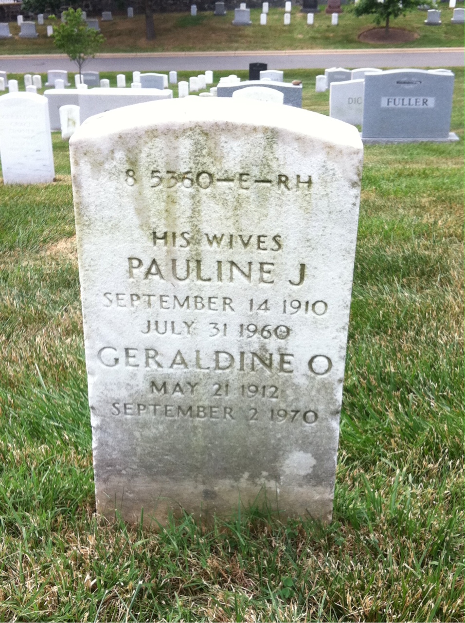 Back of headstone — William C Brown