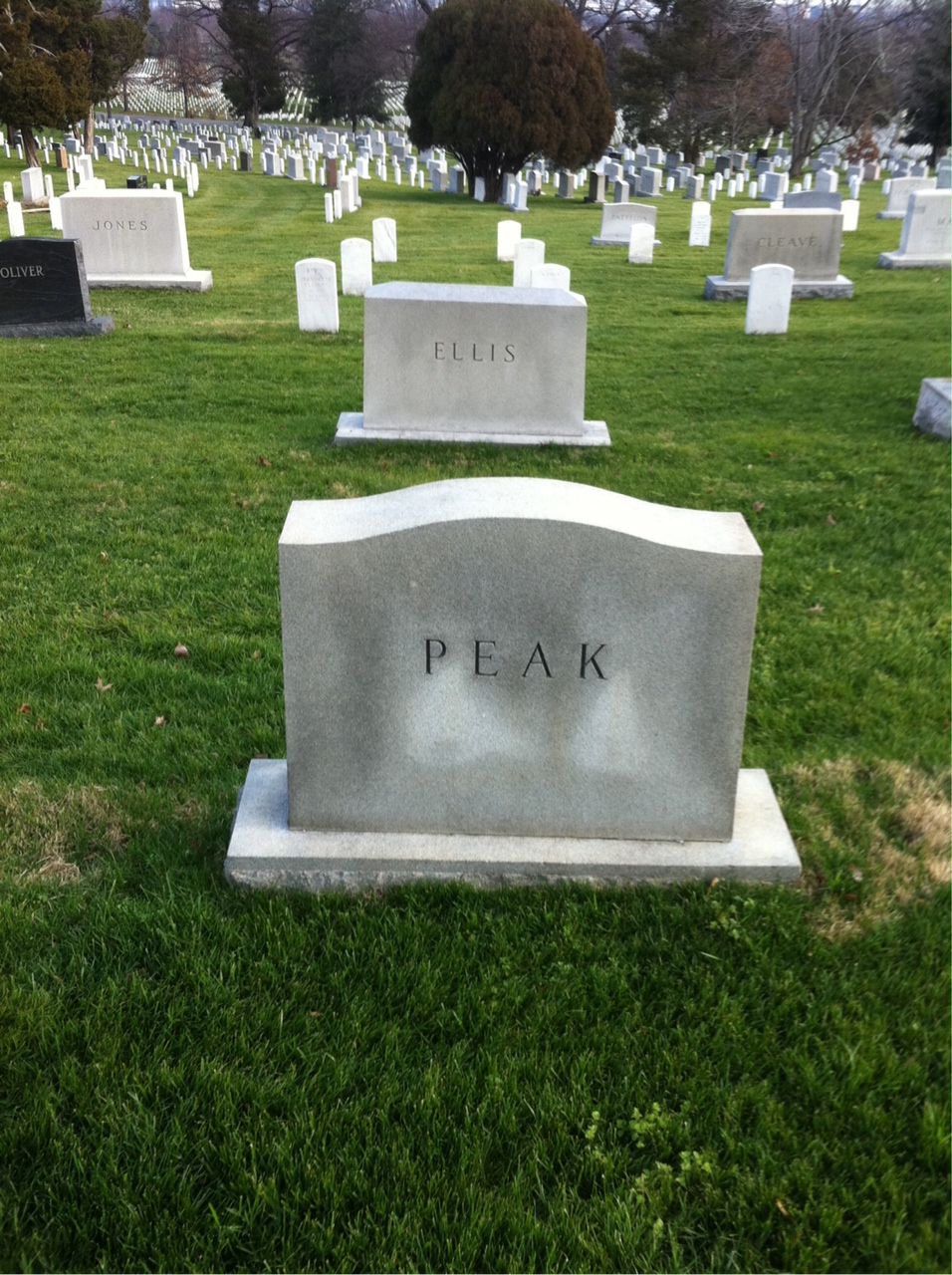 Back of headstone — Agnes Peak