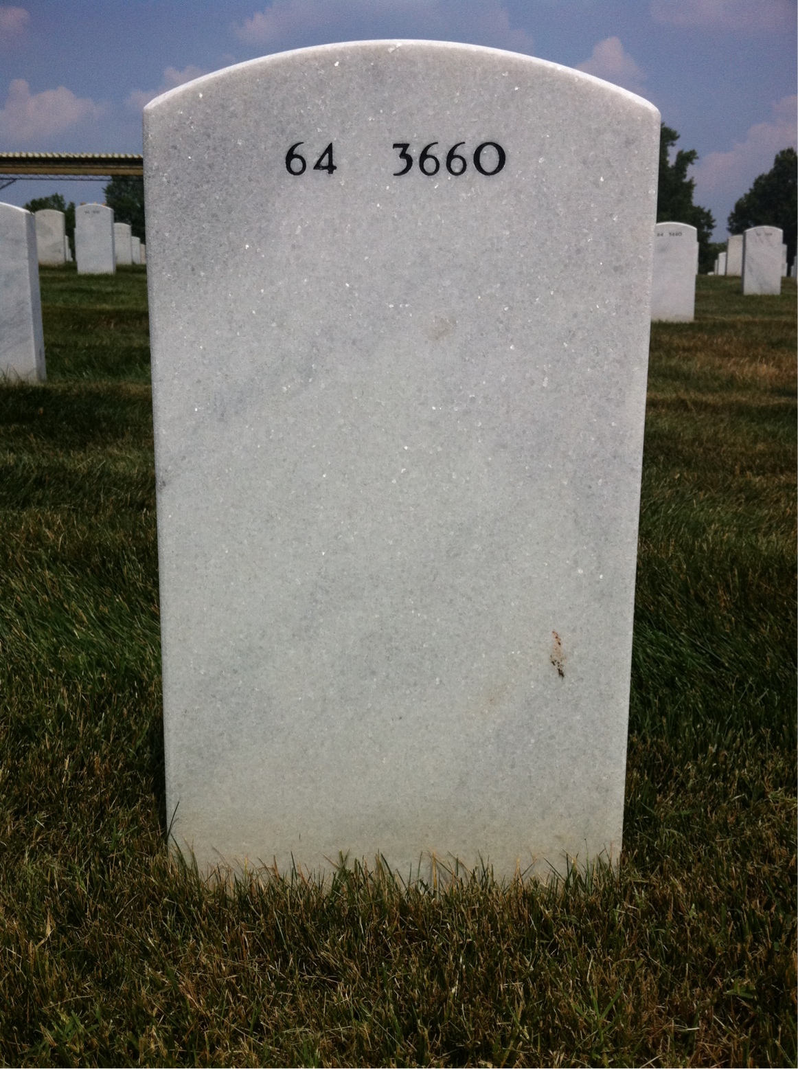 Back of headstone — John Warren