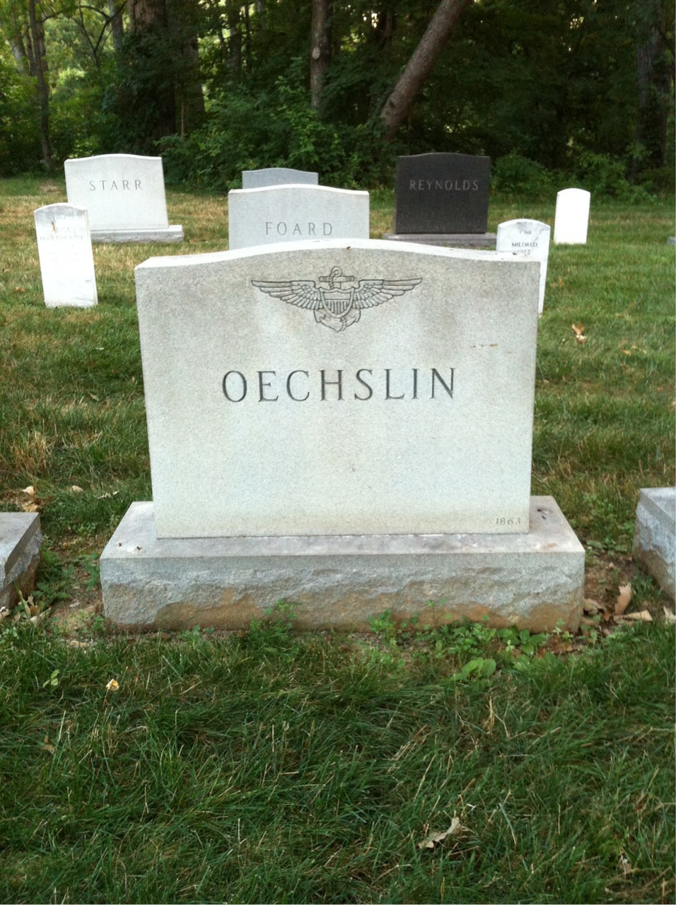 Back of headstone — Robert Oechslin