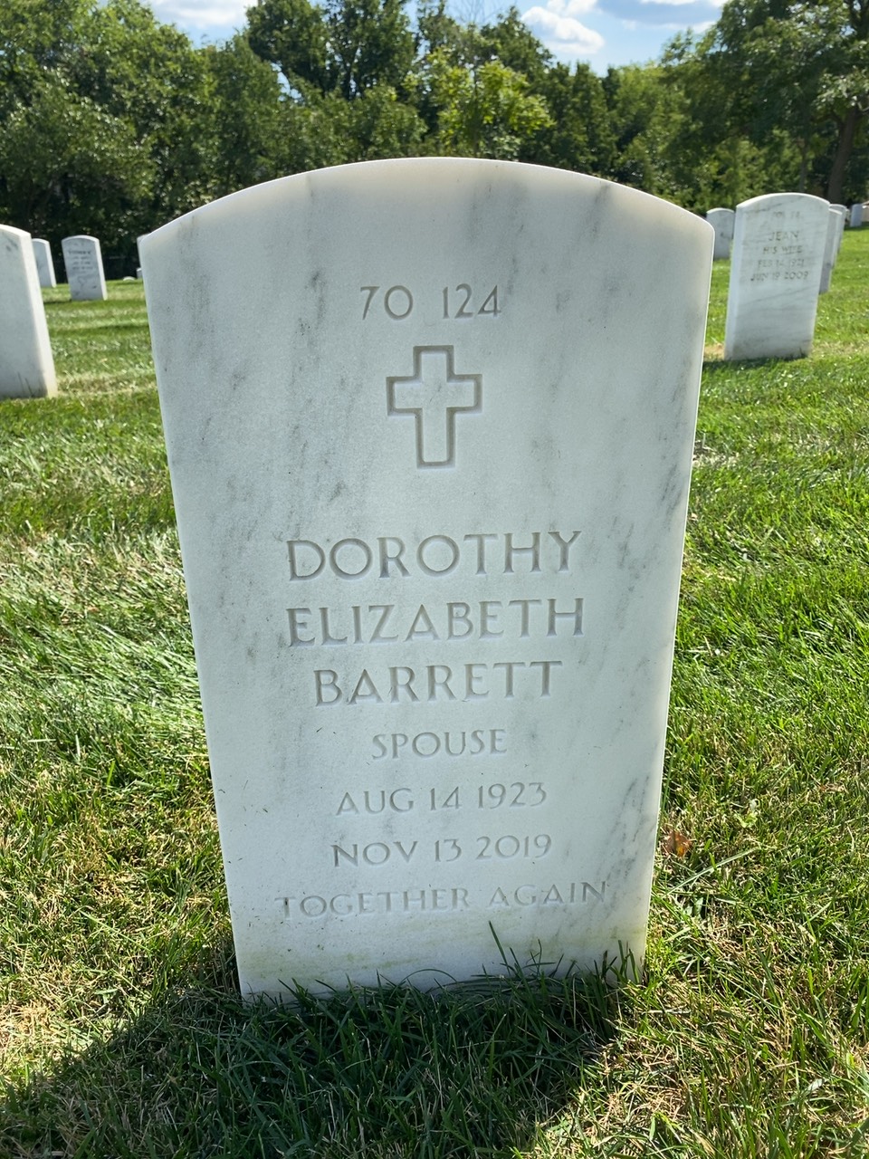 Back of headstone — John Barrett