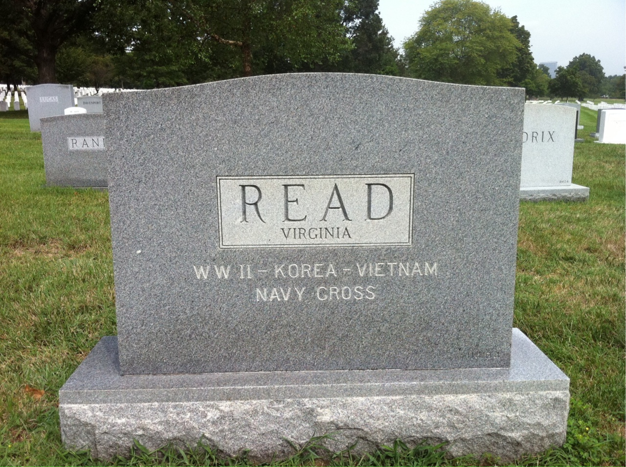 Back of headstone — Benjamin Read