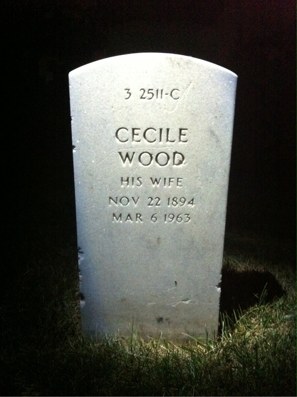 Back of headstone — William Brown