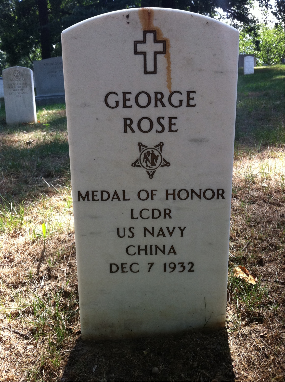 Headstone shared by 2 interments, including George Rose