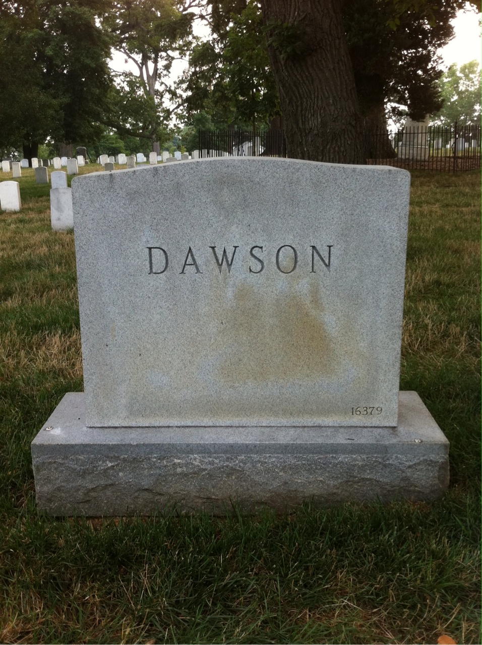 Back of headstone — William Eugene Dawson