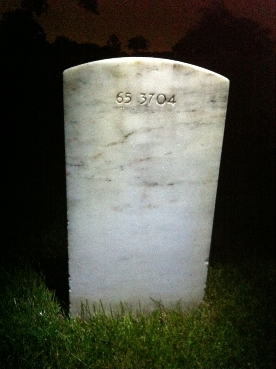 Back of headstone — John H Doan