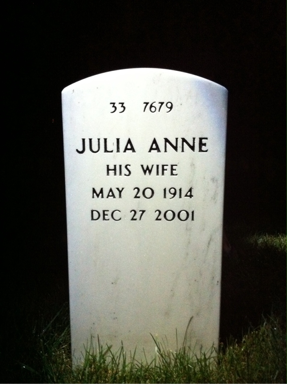 Back of headstone — John Crean