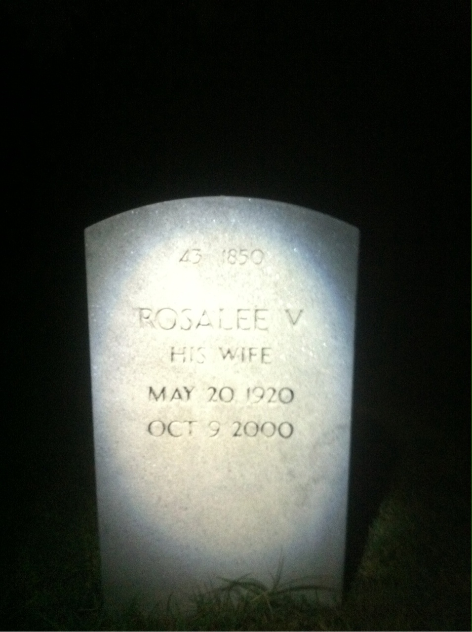Back of headstone — Rollie Moore