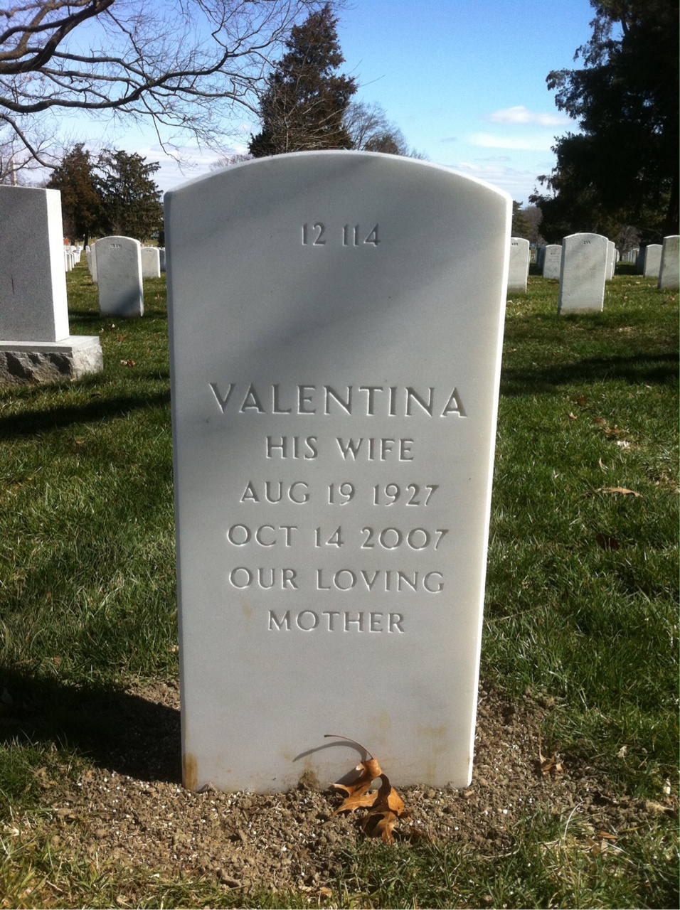 Back of headstone — William Williams