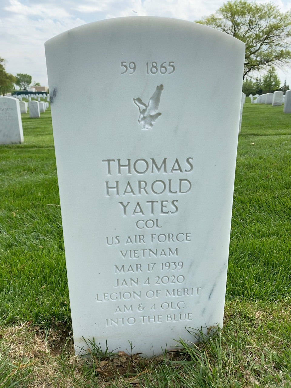 Back of headstone — Thomas Harold Yates