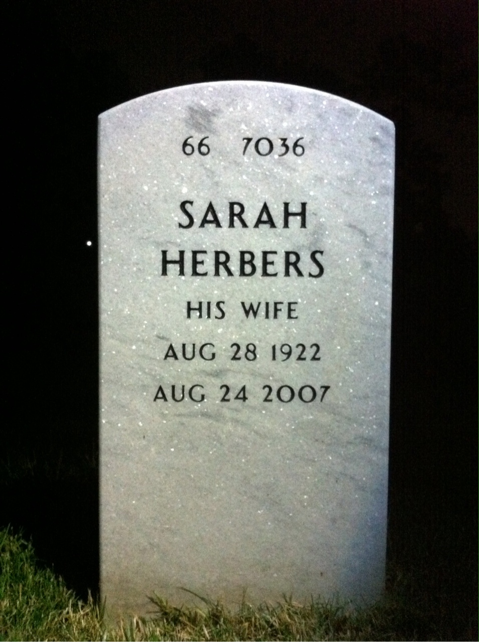 Back of headstone — William Wolfe
