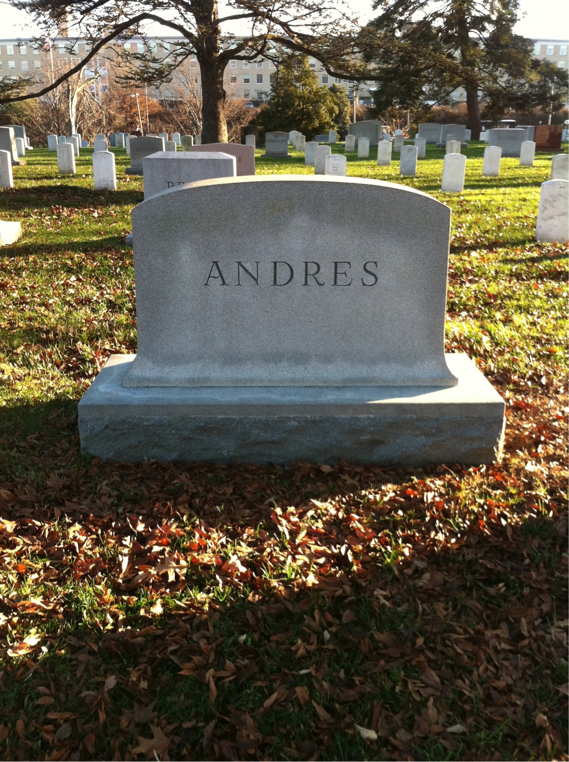 Back of headstone — Edward Andres