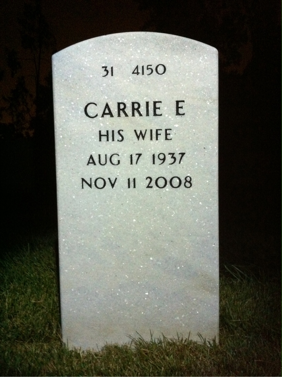 Back of headstone — Shirley Martin