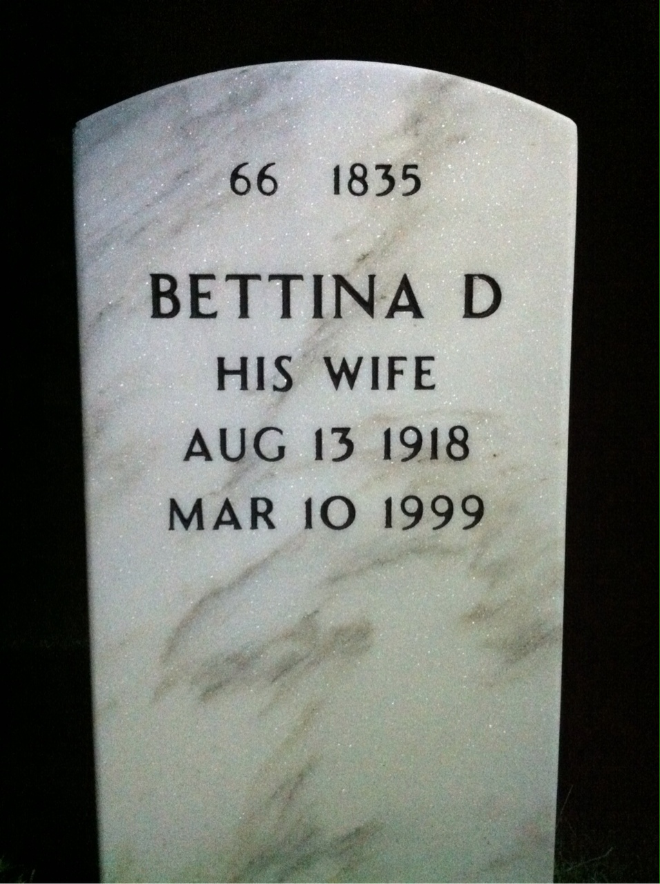 Back of headstone — Mario Zecca