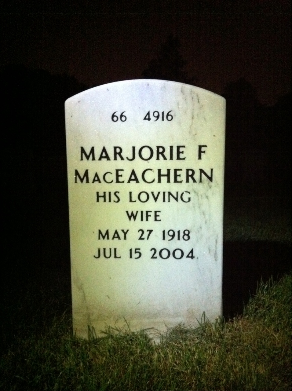 Back of headstone — Robert Goehring